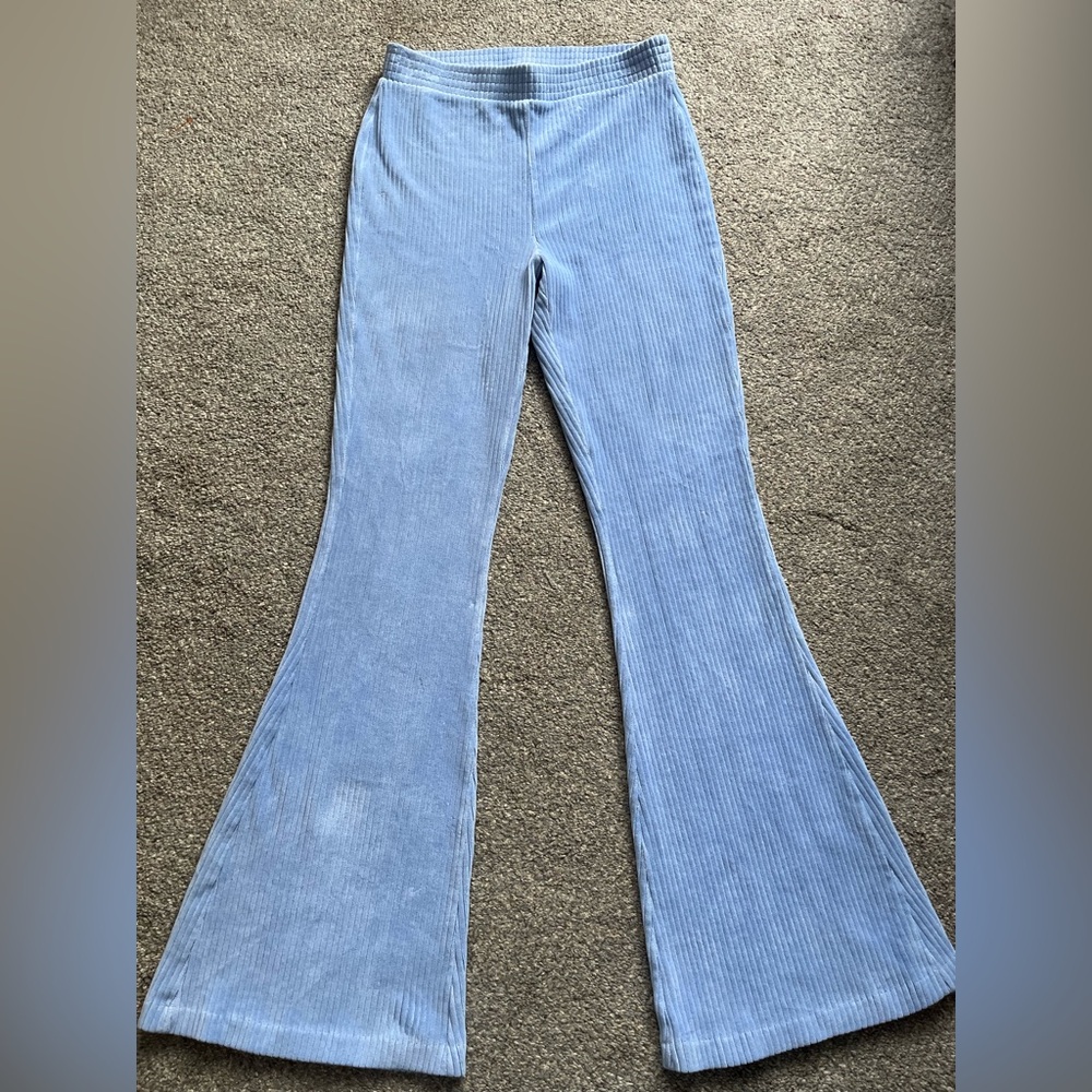 aerie Groove-on Velour Periwinkle High Waisted Flare Lounge Pants (M)